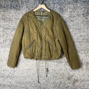 Free People Jacket Womens Small Quilted Zip Up Crop Drawstring Pockets